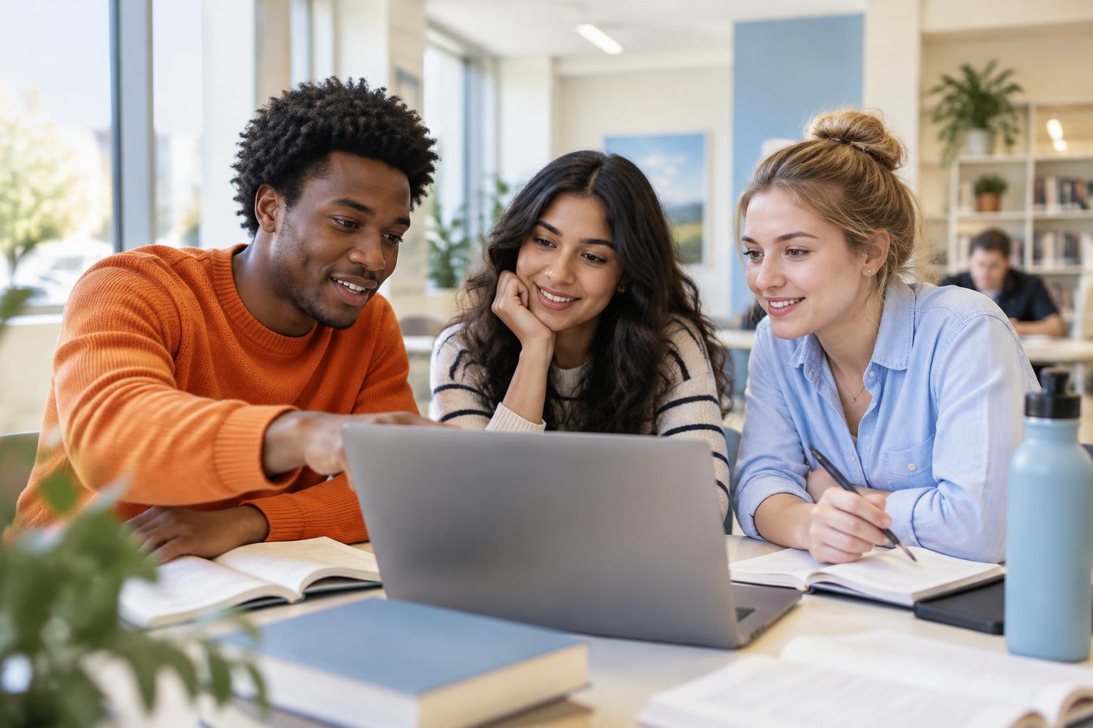 Students learning together around a table